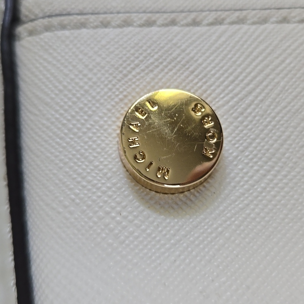 Michael Kors White Tote with Bear Charm Added EUC LIKE NEW - Picture 8 of 13